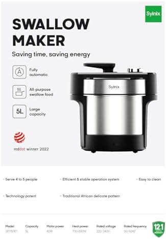Syinix Swallow Maker Pro, Automatic African Food Mixer