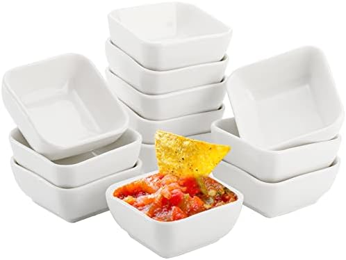 Lawei 12 Packs Ceramic Dip Bowls Set - 3 oz Condiments Server Dishes