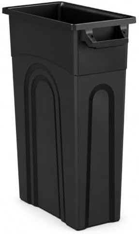 23 Gallon Narrow Tall Plastic Garbage Container, Black