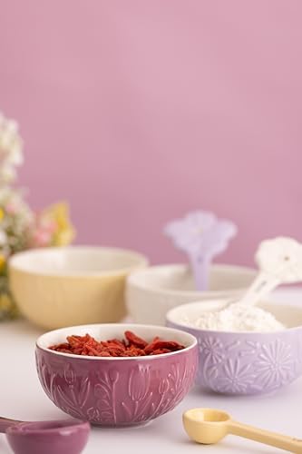 Mason Cash In the Meadow Set of 4 Prep Bowls, Embossed Floral Ceramic