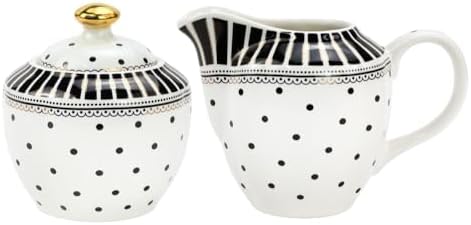 Polka Dot Ceramic Creamer and Sugar Bowl Coffee Serving Set
