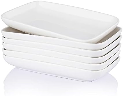 Sweese 8 Inch Rectangular Salad Plates, Porcelain Dessert Plates