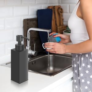 Black Soap Dispenser, Matte Black Stainless Steel, Rust-Proof Liquid Hand Dish - Image 9