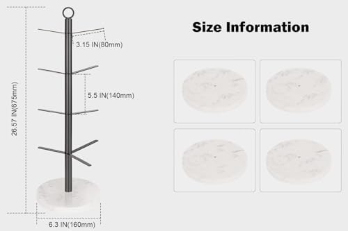 Mug Holder Tree, Coffee Cup Stand Holder, Thick Base Mug Rack for