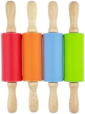 4 Pack Mini Small Rolling Pin 9 Inch Kids Rolling Pin Wooden Handle