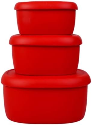 BLUE GINKGO Nesting Silicone Containers - Set of 3 Hard-Shell Silicone