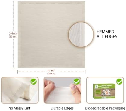 Organic Cheese Cloths, GOTS Certified,6Pack,20x20Inch Reusable Cheese