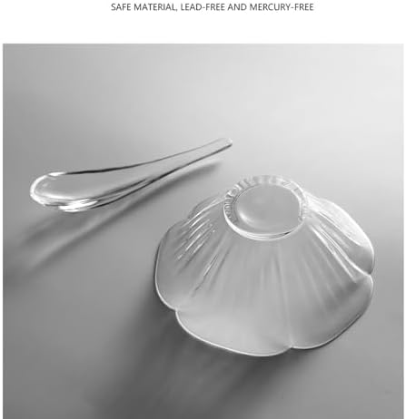 Petal-Shaped Glass Salad Bowl and Mixing Bowl Set, With Crystal Glass