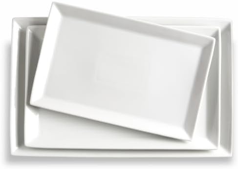 MIECOO Large Serving Platters, 16/14/12 Inch White Serving Trays Set