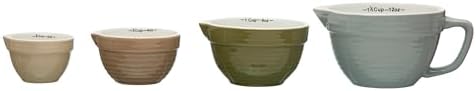 Creative Co-Op Stoneware Batter Bowl Measuring Cups, Set of 4 Sizes