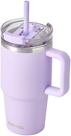SUNWILL 20 oz Tumbler with Handle and Straw Leak Proof,Travel Coffee