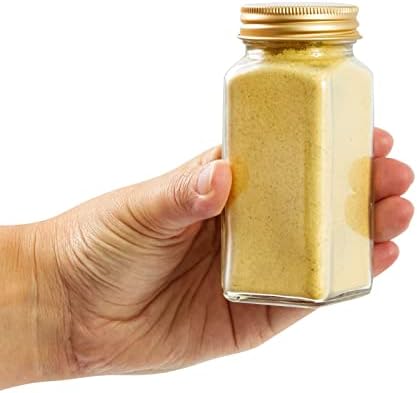 Talented Kitchen 24-Pack Glass Spice Jars - 4 Oz Square Bottles & Gold