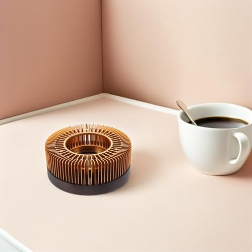Candle Powered Tea Warmer Set with Wood Base, Aluminum