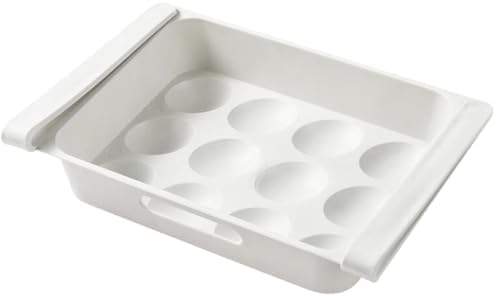 White 12-grid Drawer Egg Storage Box for Refrigerator, 3pcs