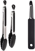 Gorilla Grip Tongs Set of 2, 7 and 9 Inch, Black