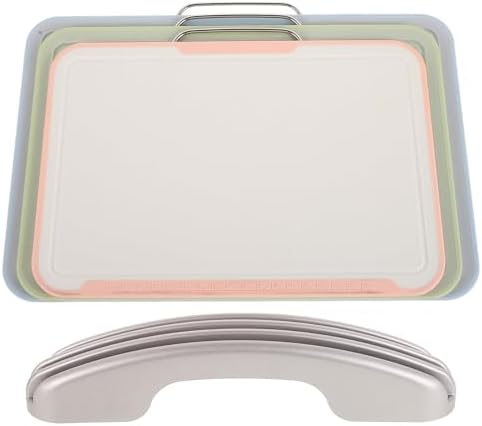 Plastic Cutting Boards Set with Storage Stand and Juice Grooves