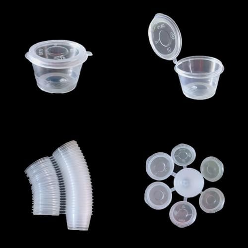 MIUPOO Plastic Souffle Cups,Disposable Clear Leak Proof Sauce Cup With
