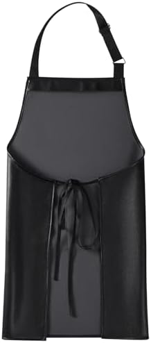 eywlwaar PU Waterproof Apron with 2 Big Pockets Adjustable Oil Proof