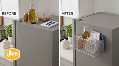 YBM Home Magnetic Basket Organizer, Medium, 2-Pack