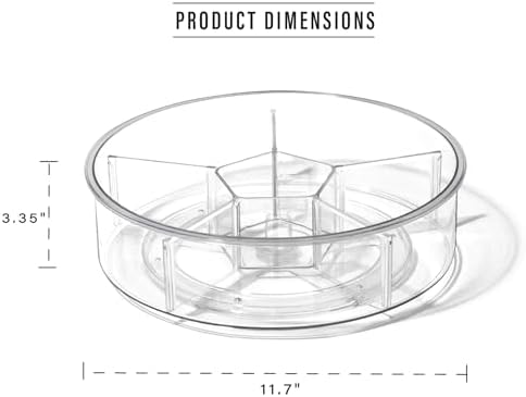 BINO Plastic Round Turntable Organizer with 6 Compartments - Clear
