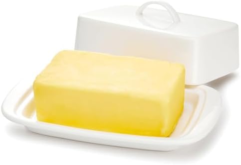 Sweese Large Butter Dish with Lid for Countertop, Porcelain 8oz Butter