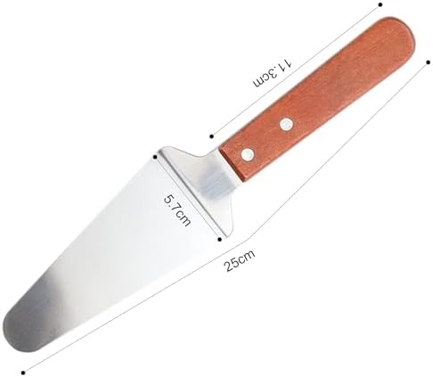 4 Pcs Stainless Steel Pizza Servers with Wooden Handle, Triangular
