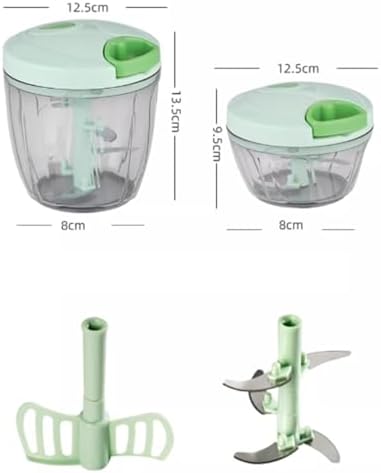 Manual Food Processor, Garlic Chopper with 3 Blades, Hand Pull String