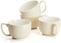 Teocera 16oz Large Coffee Mugs Set of 4 - Thick Cream Porcelain Cups