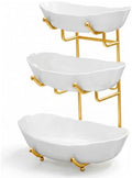3 Tier Ceramic Fruit Bowl for Kitchen Counter, Fruit Basket with Stand
