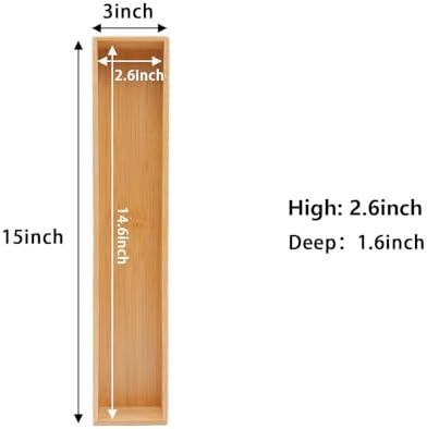 PRATIQUE Bamboo Drawer Organizer, 15 x 3 x 2.6