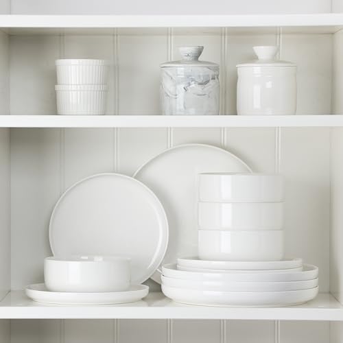 MALACASA 12 Pcs Porcelain Plates and Bowls Sets,Dinnerware Set for
