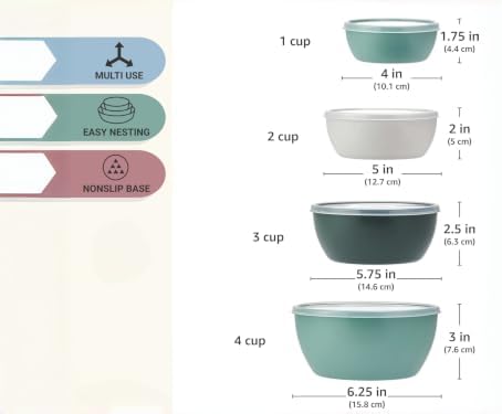 7-Piece Plastic Mixing Bowl Set 4.5 Qt Nesting Bowls with Lids, 11.75"