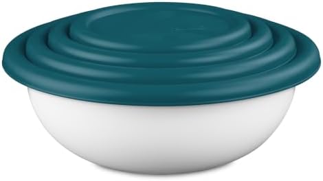 4-Piece Plastic Covered Bowl Set, BPA-Free Food Prep, Serving and