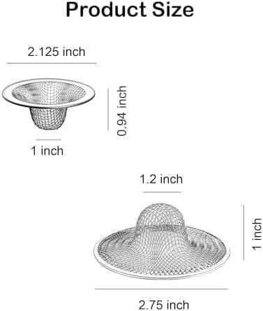25PCS Bathroom Mesh Sink Drain Strainer, 2.75" & 2.125'' Stainless