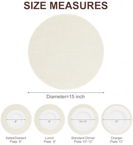 homing Faux Cotton Linen 15 Inch Round Cloth Place mats, Set of 6