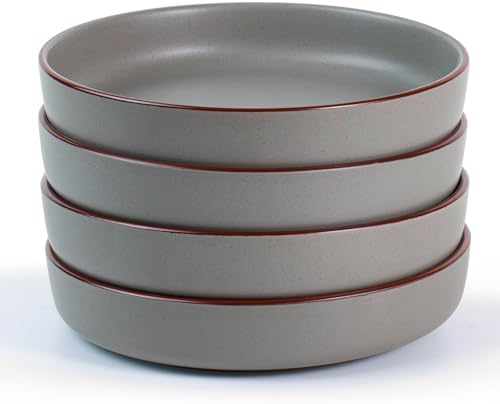 famiware Mercury Pasta Bowls Set of 4, 33 oz Large Salad Bowls, Dark