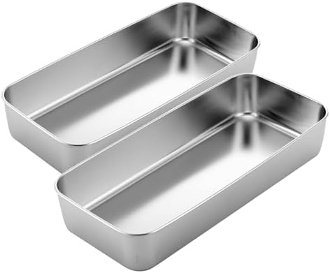 Funnymoom 2 Pcs Large Stainless Steel Cake Pan 13" x 5" Rectangle