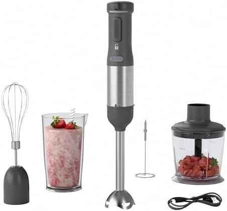 5-in-1 Cordless Immersion Blender with Rechargeable Handheld Battery