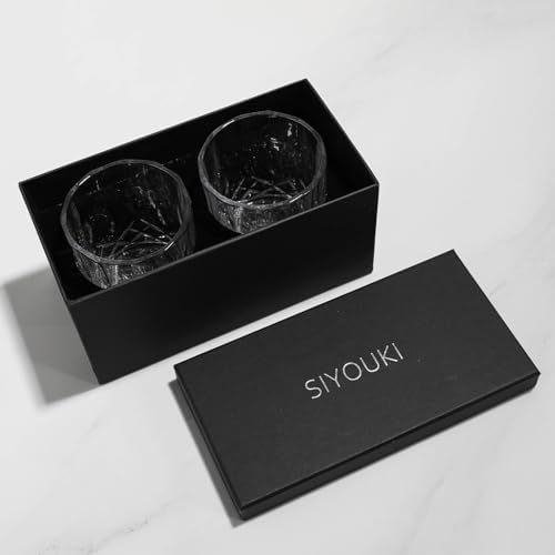 SIYOUKI Crystal Whiskey Glasses Set 11 oz, Old Fashioned Rocks Barware