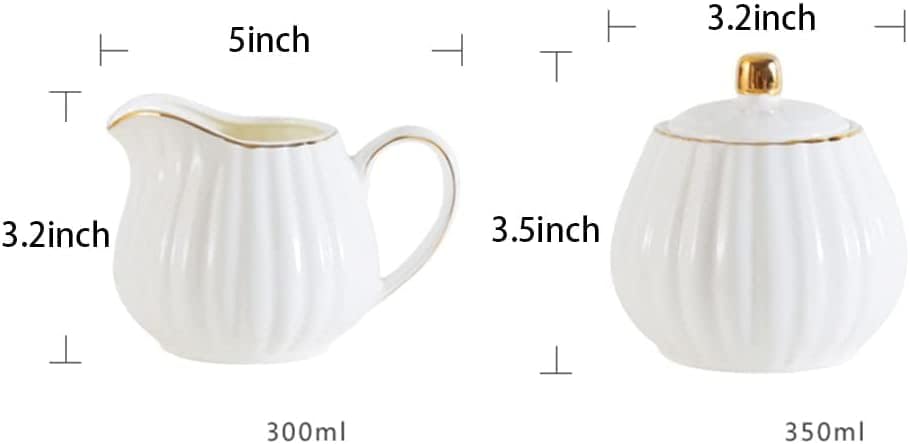 Ceramic Coffee Serving Set, Stripe Creamer Pitcher with Sugar Bowl Set