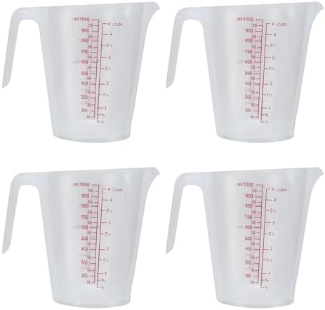 EIKS Measuring Pitchers, Clear Plastic Jugs Cups (1000mlx4)