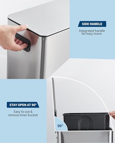 Garvee 4 Gal Stainless Steel Step-On Trash Can