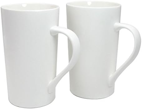 20 OZ Simple Pure White Mug (Set of 2) Plain Large Tall White Ceramic