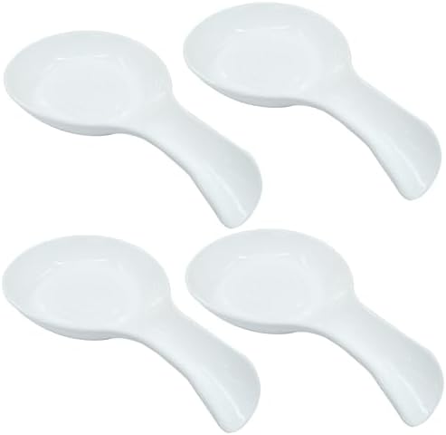 White Plastic Spoon Rest Set, 4Pcs