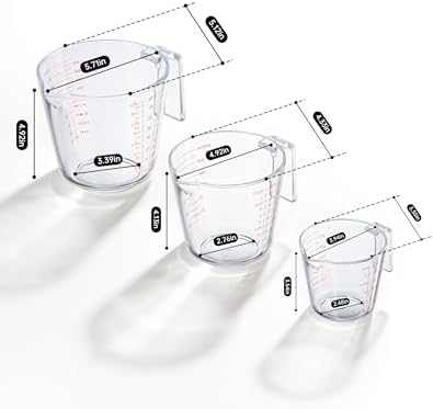 Measuring Cups, Plastic Measuring Cups Set of 3-1000ml, 600ml, 300ml