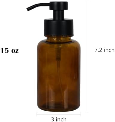 15 oz Glass Foam soap Dispenser with Black Rust-Proof Foam Pump