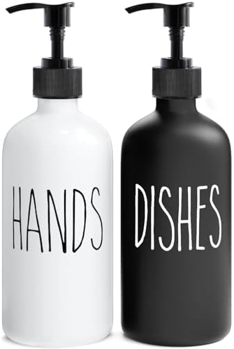 MOMEEMO Soap Dispenser Set, 2 Pack, Black & White