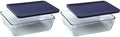 Pyrex 7212 11-Cup Glass Dishes with Dark Blue Lids, 2-Pack