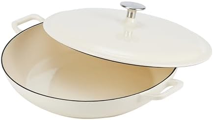 Amazon Basics Enameled Cast Iron Skillet with Lid, 3.3-Quart