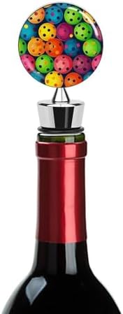 Pickleball Balls Colors Pattern Wine Stoppers for Wine Bottles Vacuum